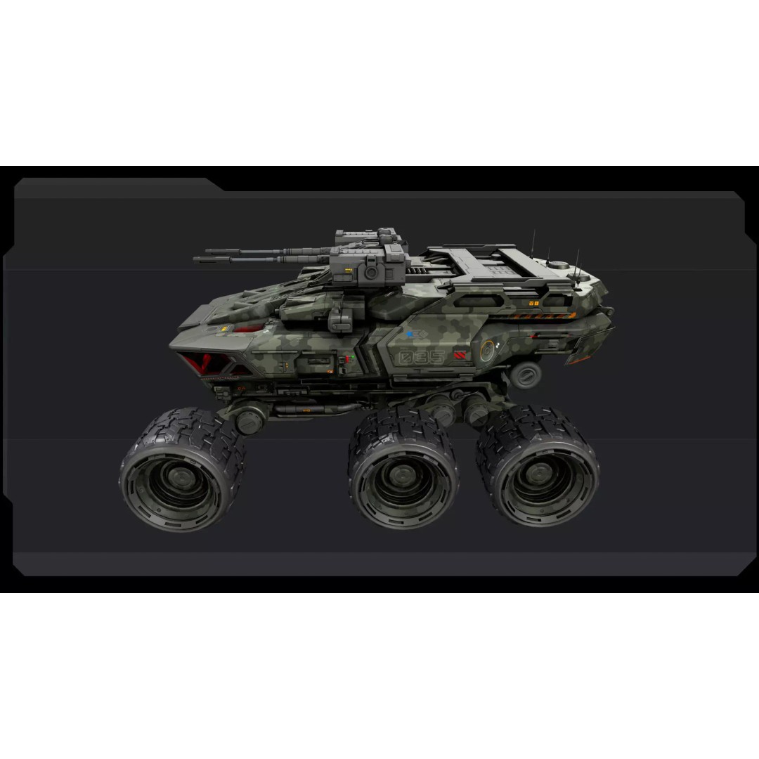 MPV 35 3D Model – Low Poly Sci-Fi Military Vehicle, FBX/OBJ - View 5
