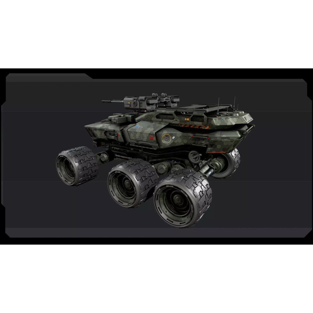 MPV 35 3D Model – Low Poly Sci-Fi Military Vehicle, FBX/OBJ - View 9