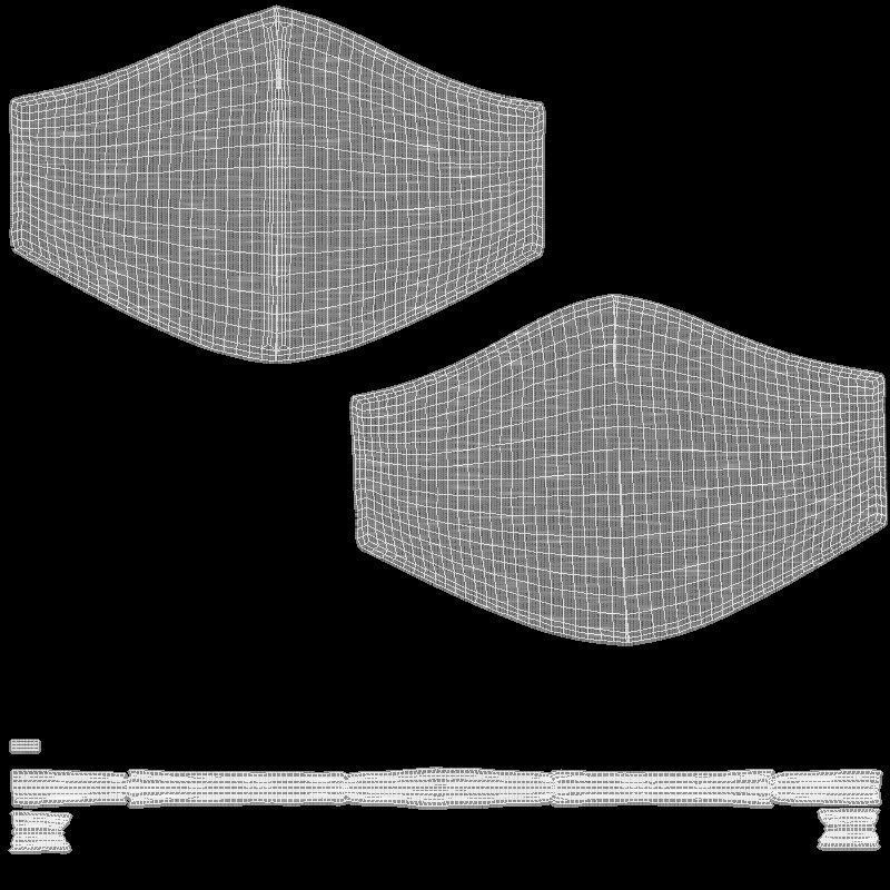 Fabric Face Mask 3D Model – Low Poly Medical Asset, FBX, OBJ, PBR - View 7