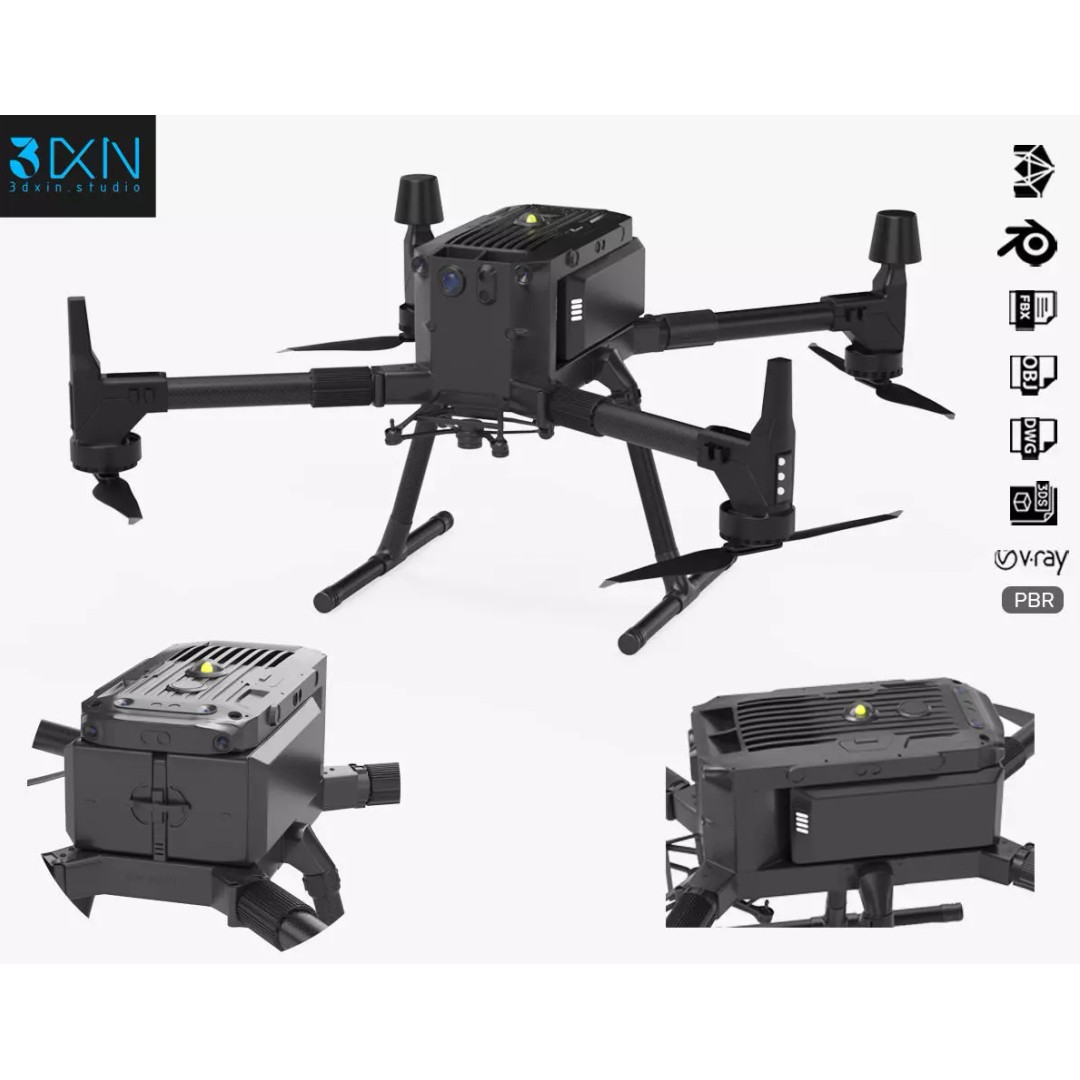 DJI Matrice 300 RTK Quadcopter Drone 3D Model – High Poly PBR Asset, FBX, OBJ - View 2