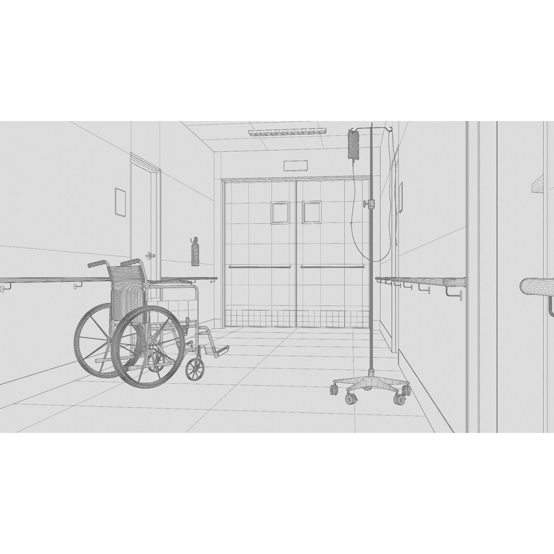 Hospital Corridor 3D Model – Low Poly Game Asset, FBX, Blender - View 17