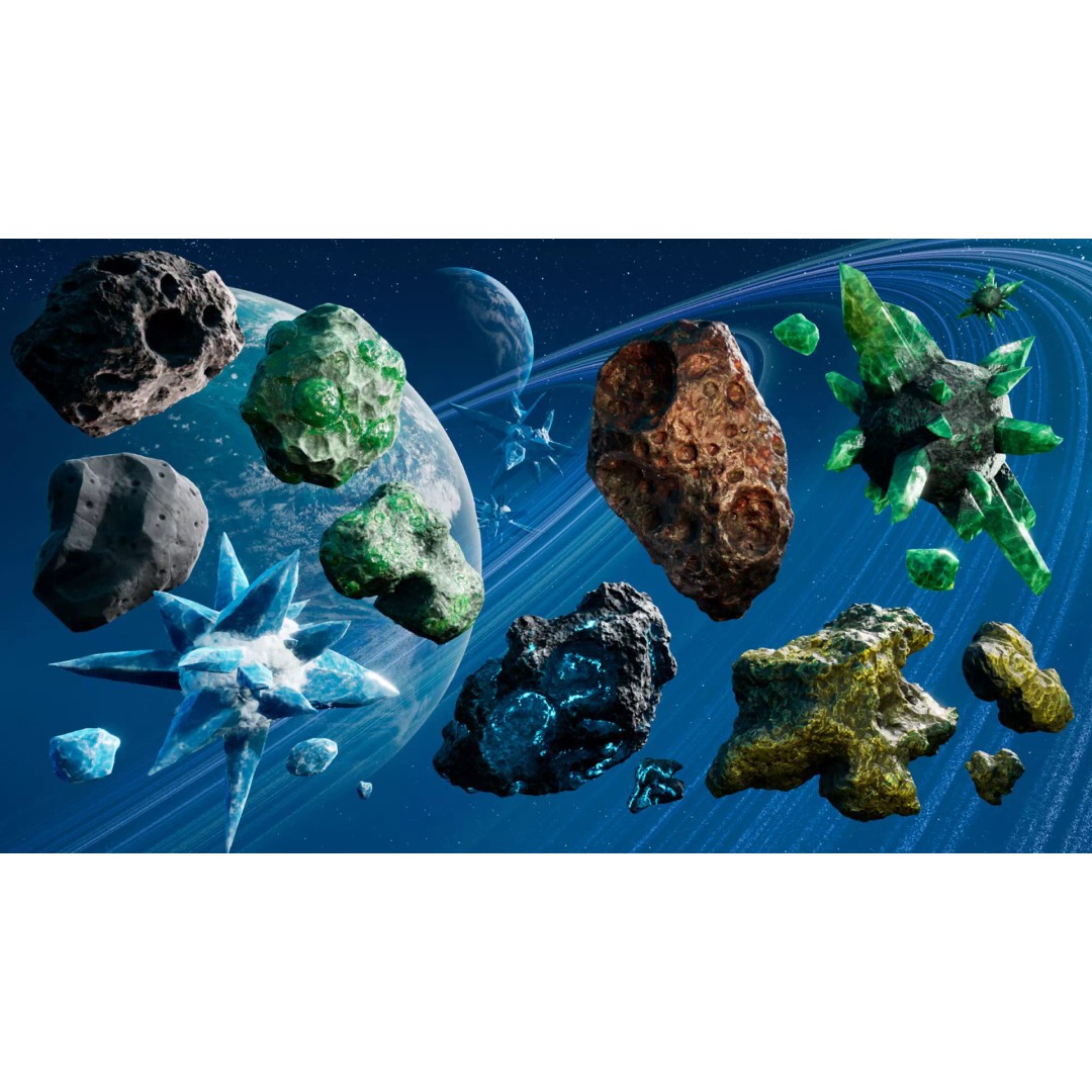 Asteroid Mega Pack 3D Model – Low Poly Game Asset, FBX, PBR - View 2