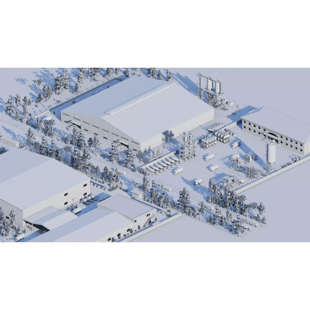 Industrial Factory 3D Model – High Poly Game Asset, FBX, OBJ, PBR