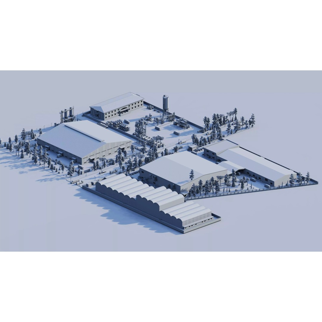Industrial Factory 3D Model – High Poly Game Asset, FBX, OBJ, PBR - View 27