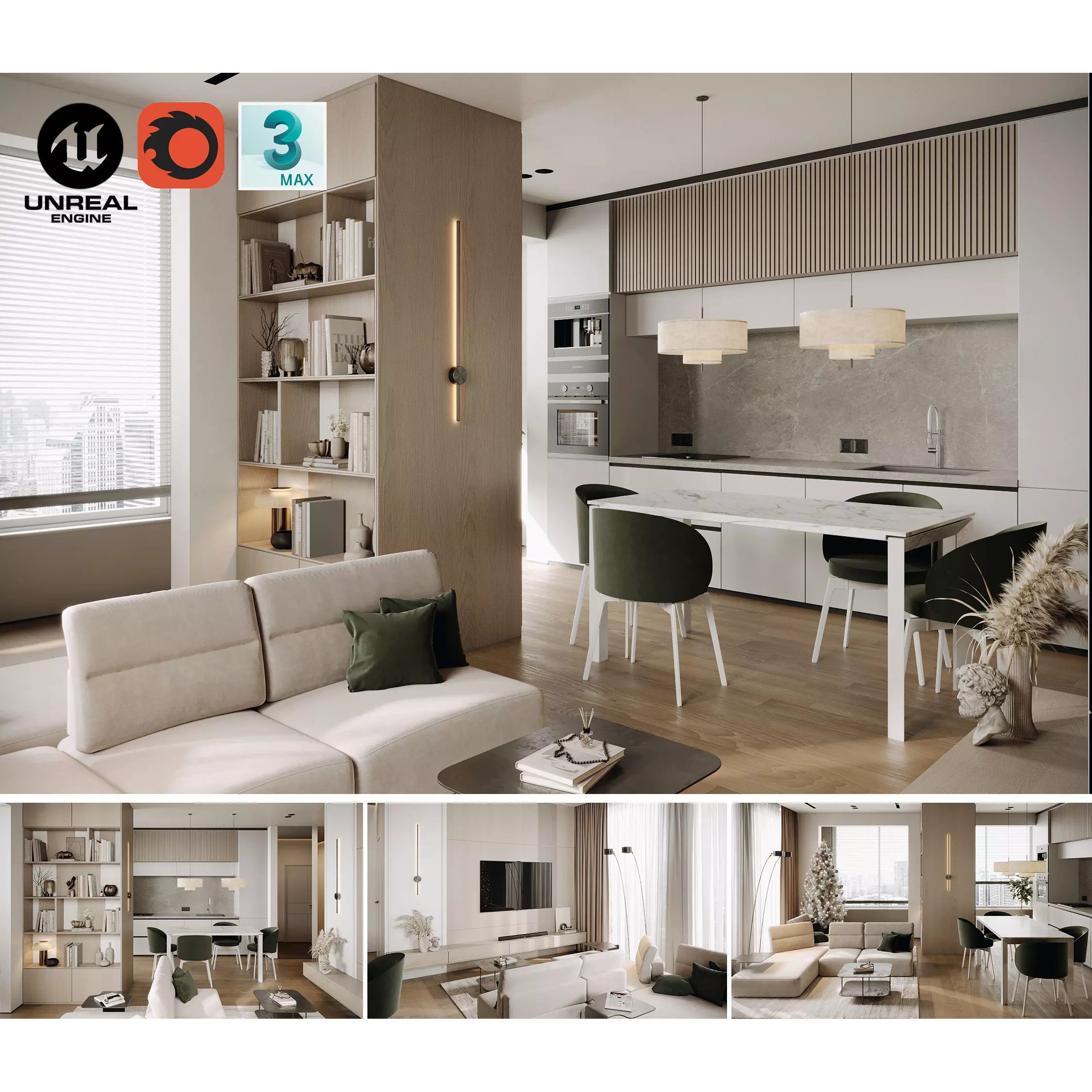 Modern Interior Scene - Game-Ready 3D Model - View 2