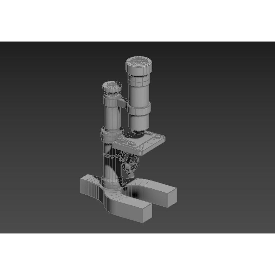 Stylized Microscope 3D Model – Low Poly Game Asset, FBX, OBJ, Blender - View 15