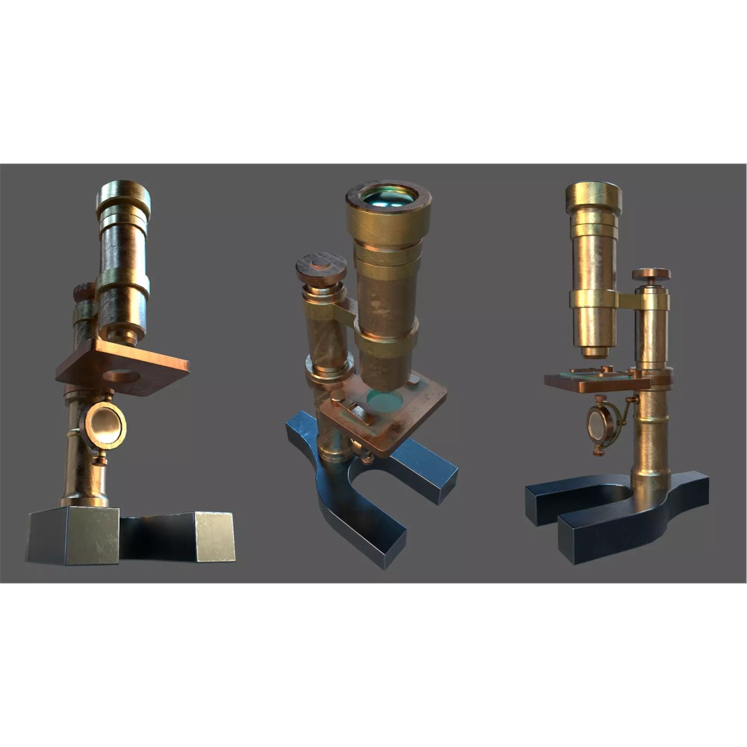 Stylized Microscope 3D Model – Low Poly Game Asset, FBX, OBJ, Blender - View 2
