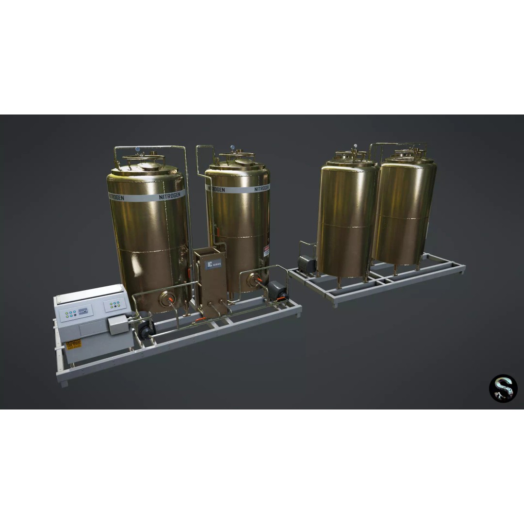 Chemical Container 6 3D Model – Low Poly PBR Game Asset, FBX - View 2