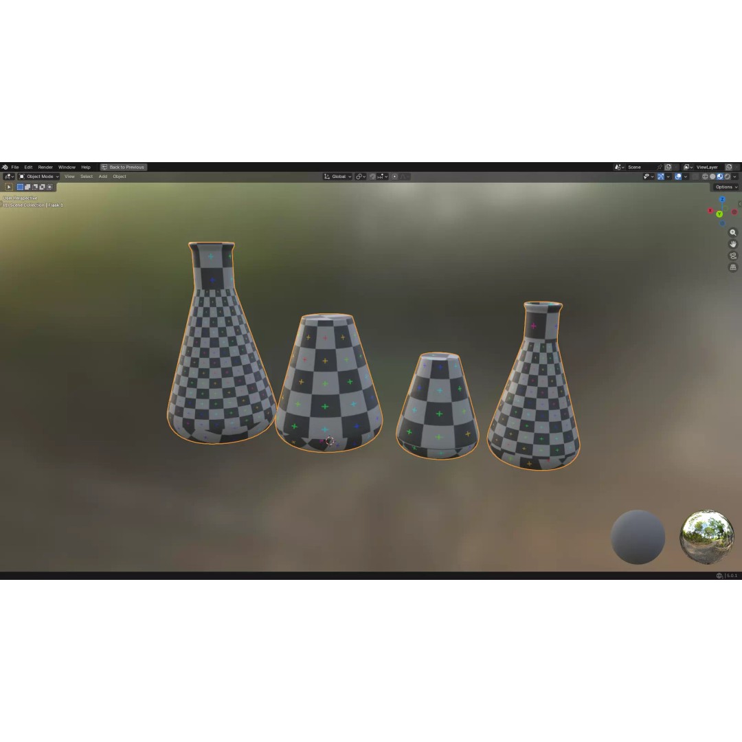 Flasks 3D Model – Low Poly PBR Laboratory Asset, FBX & OBJ
