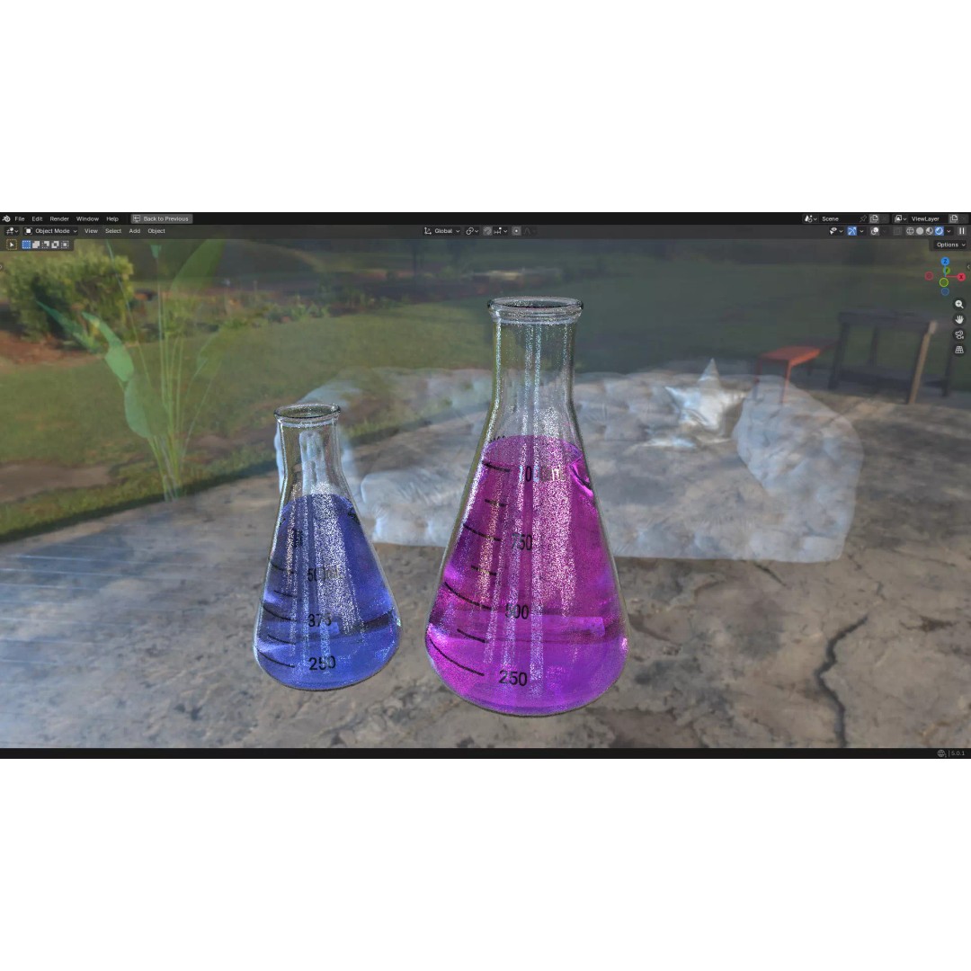 Flasks 3D Model – Low Poly PBR Laboratory Asset, FBX & OBJ - View 11