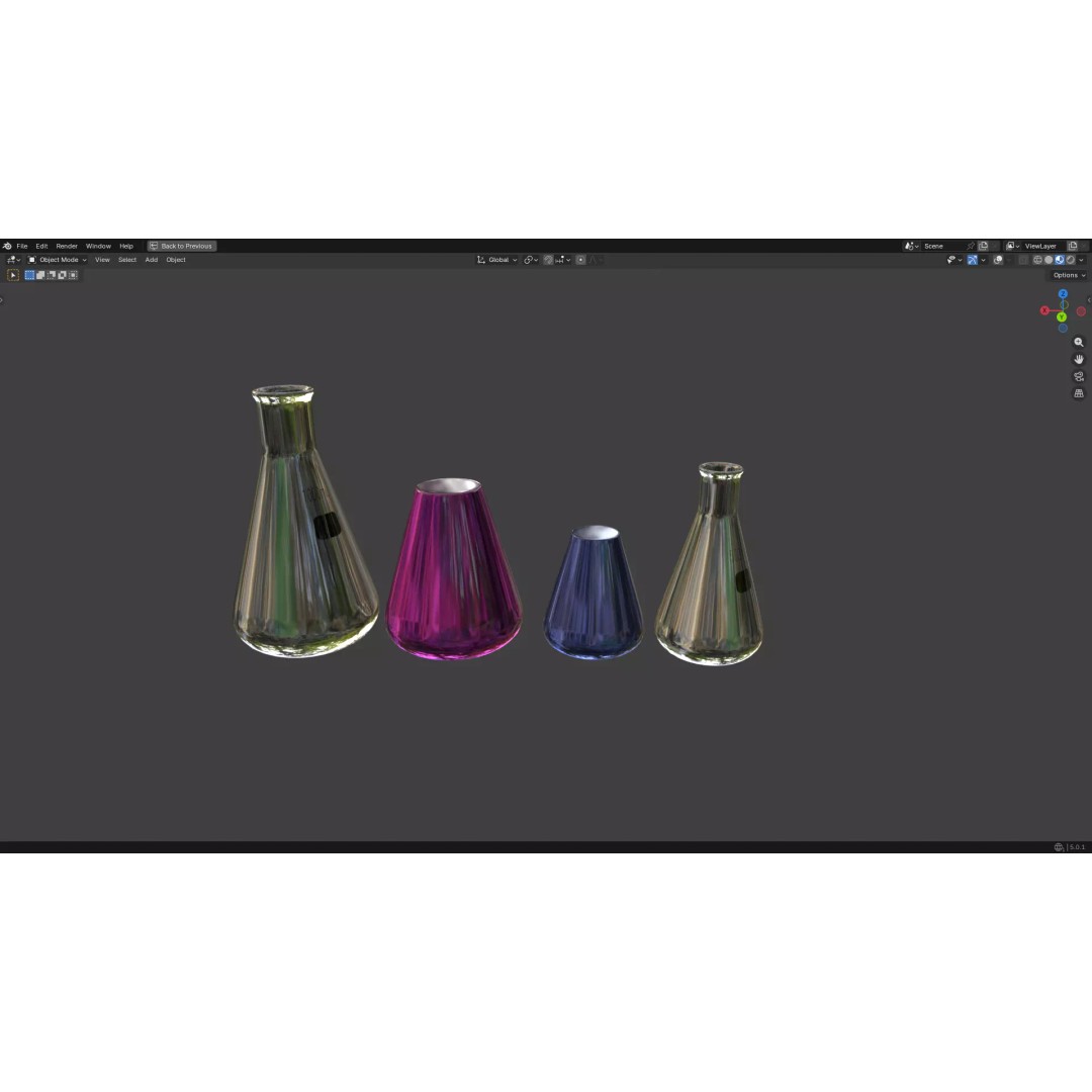 Flasks 3D Model – Low Poly PBR Laboratory Asset, FBX & OBJ - View 12