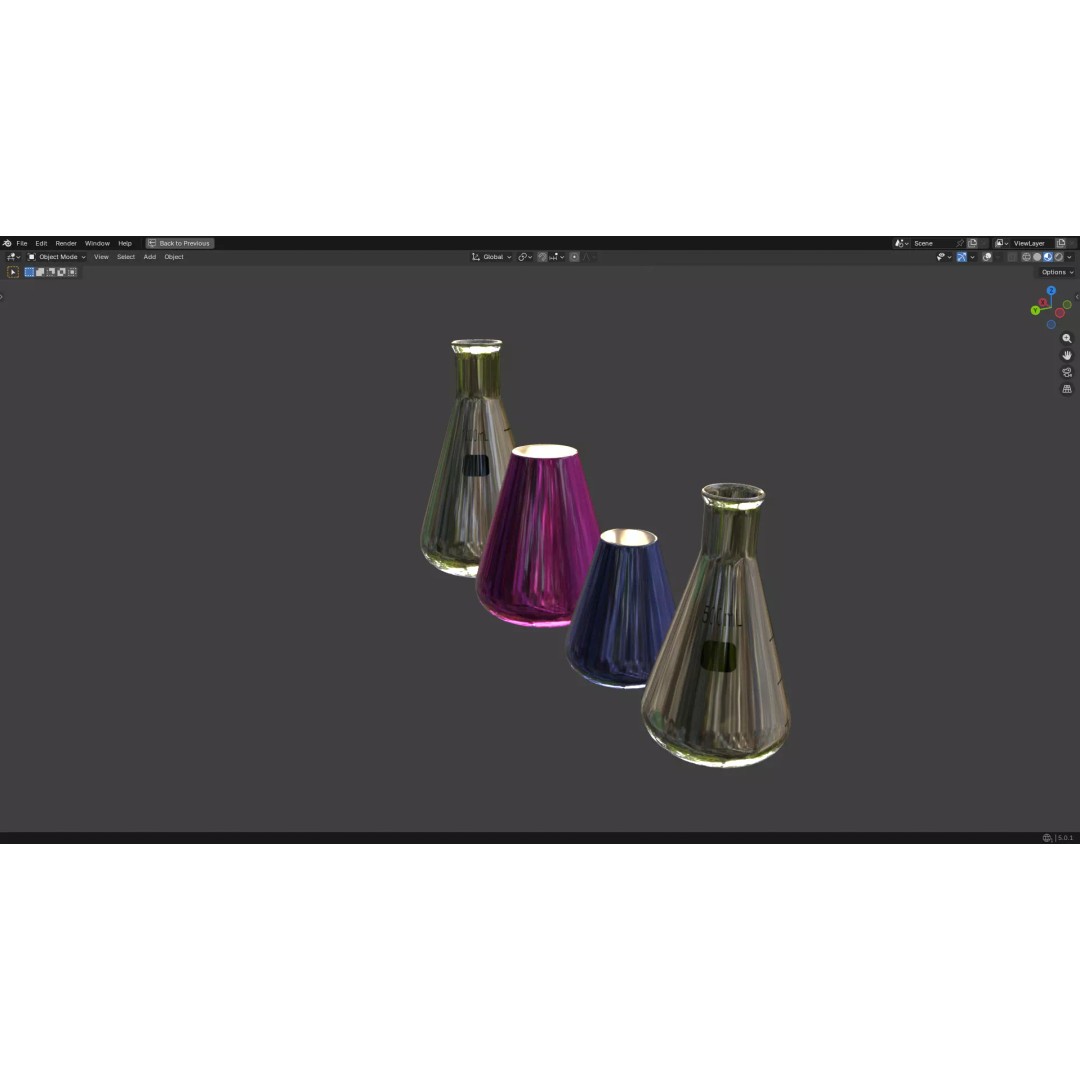 Flasks 3D Model – Low Poly PBR Laboratory Asset, FBX & OBJ - View 13