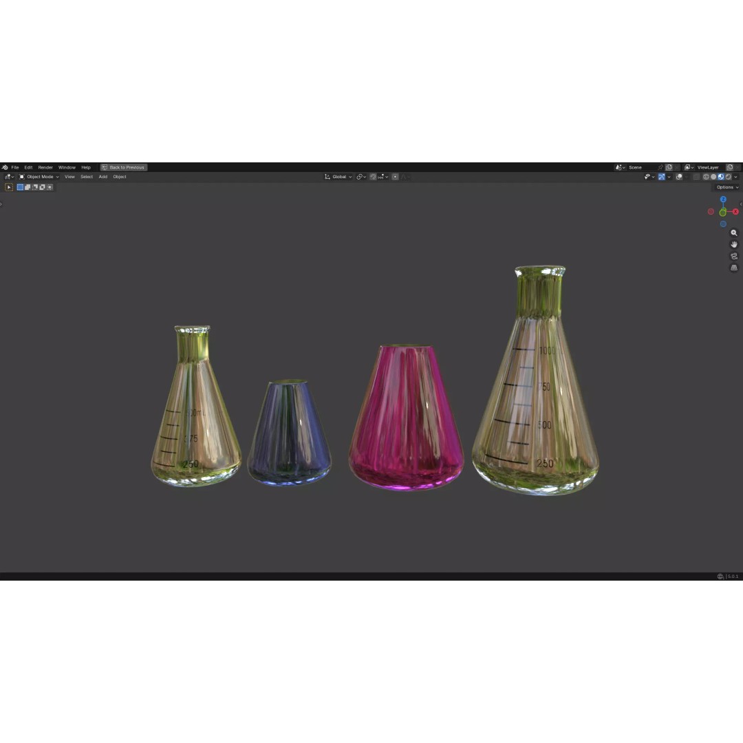 Flasks 3D Model – Low Poly PBR Laboratory Asset, FBX & OBJ - View 14