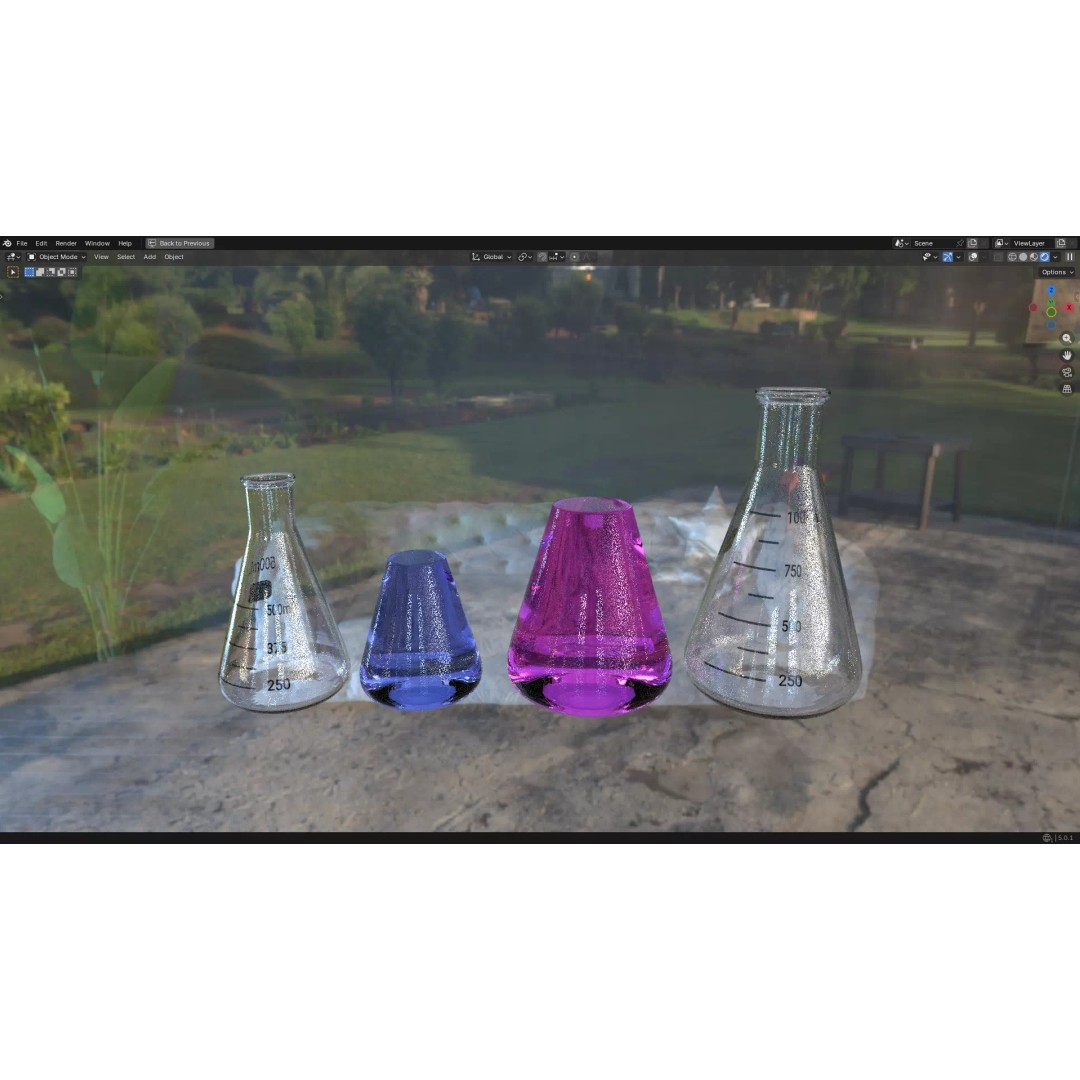 Flasks 3D Model – Low Poly PBR Laboratory Asset, FBX & OBJ - View 15