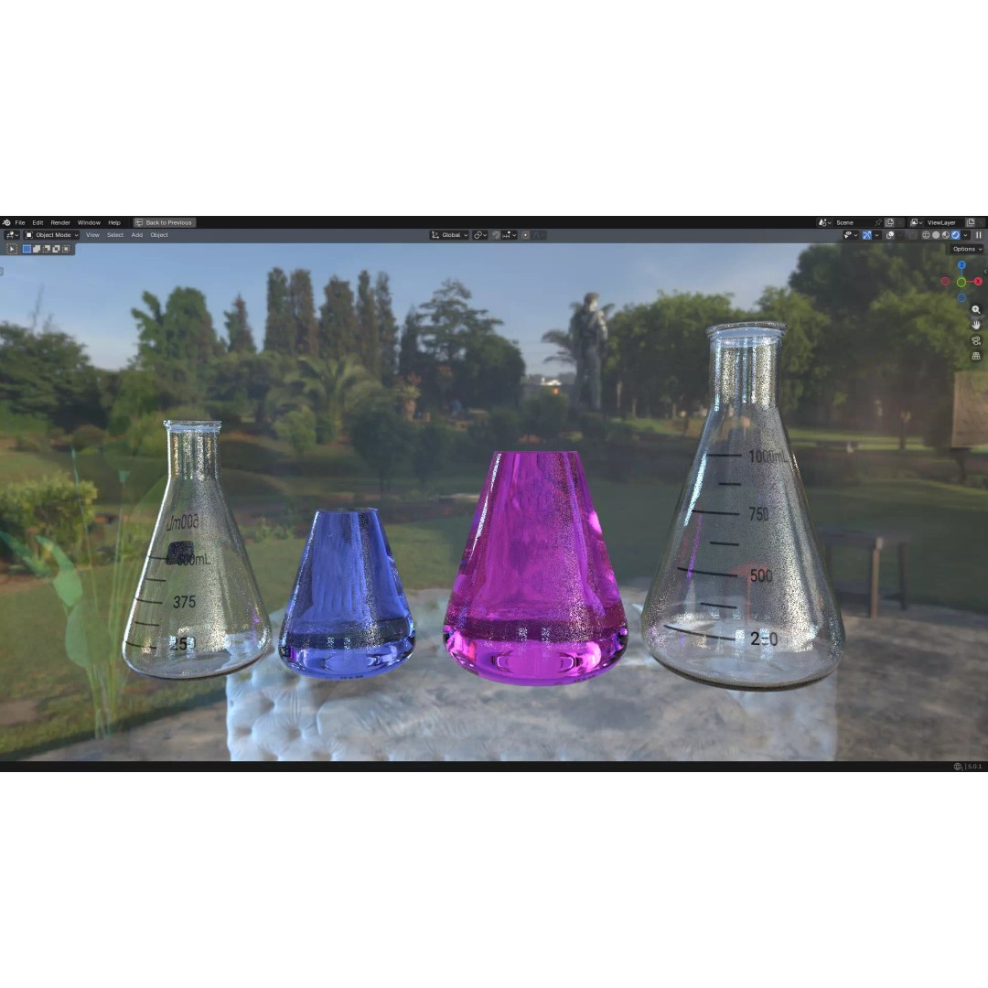 Flasks 3D Model – Low Poly PBR Laboratory Asset, FBX & OBJ - View 16