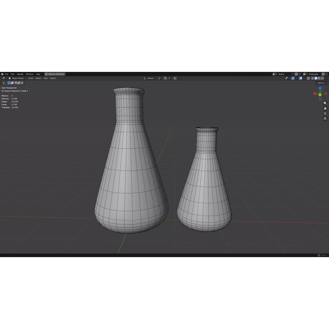 Flasks 3D Model – Low Poly PBR Laboratory Asset, FBX & OBJ - View 27