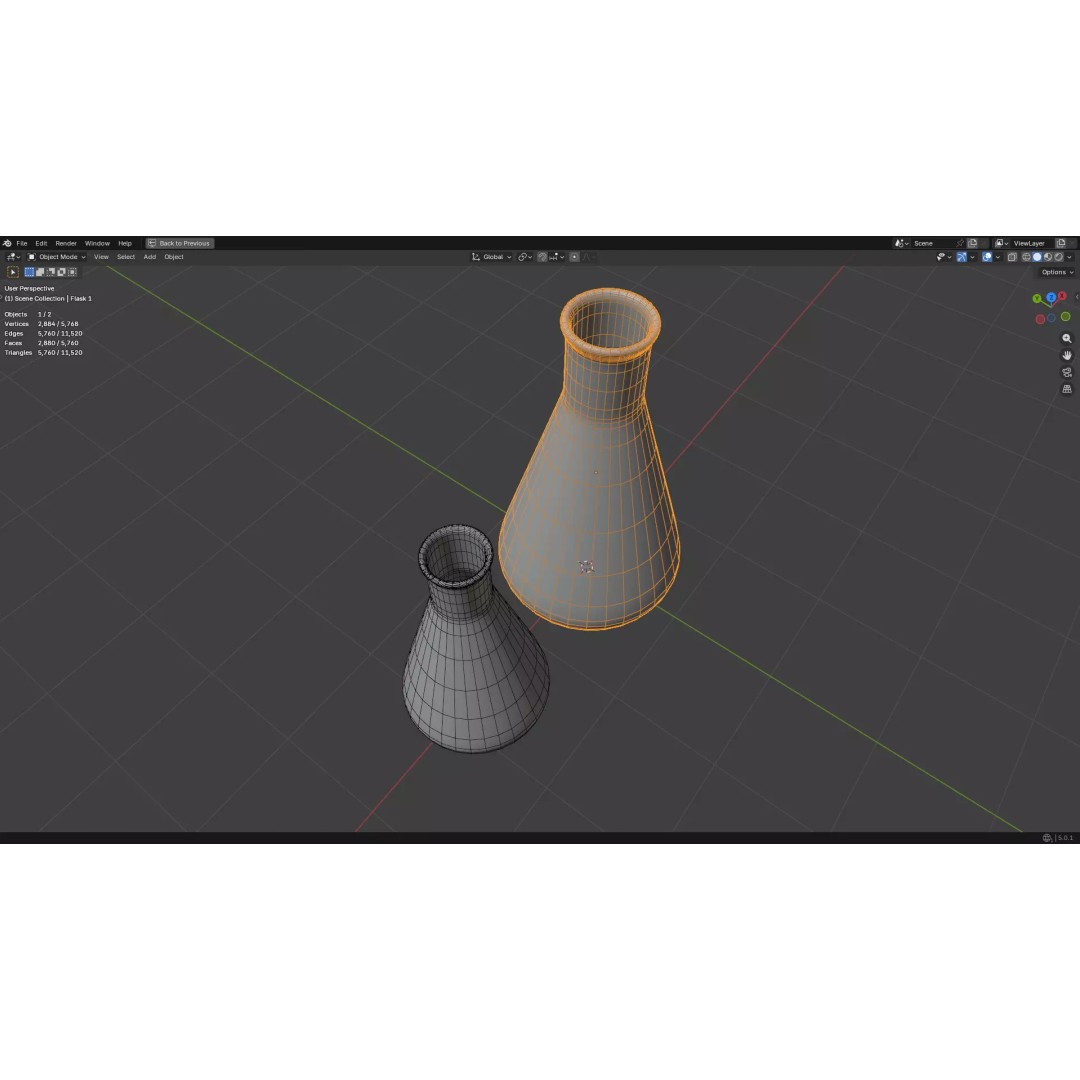 Flasks 3D Model – Low Poly PBR Laboratory Asset, FBX & OBJ - View 31