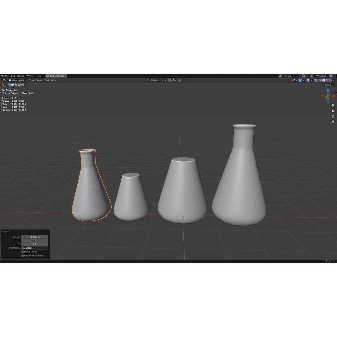 Flasks 3D Model – Low Poly PBR Laboratory Asset, FBX & OBJ - View 34