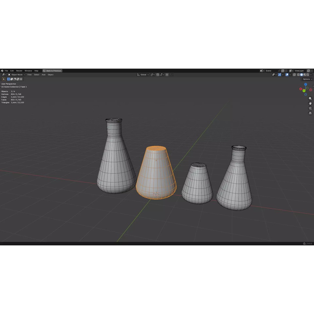 Flasks 3D Model – Low Poly PBR Laboratory Asset, FBX & OBJ - View 37
