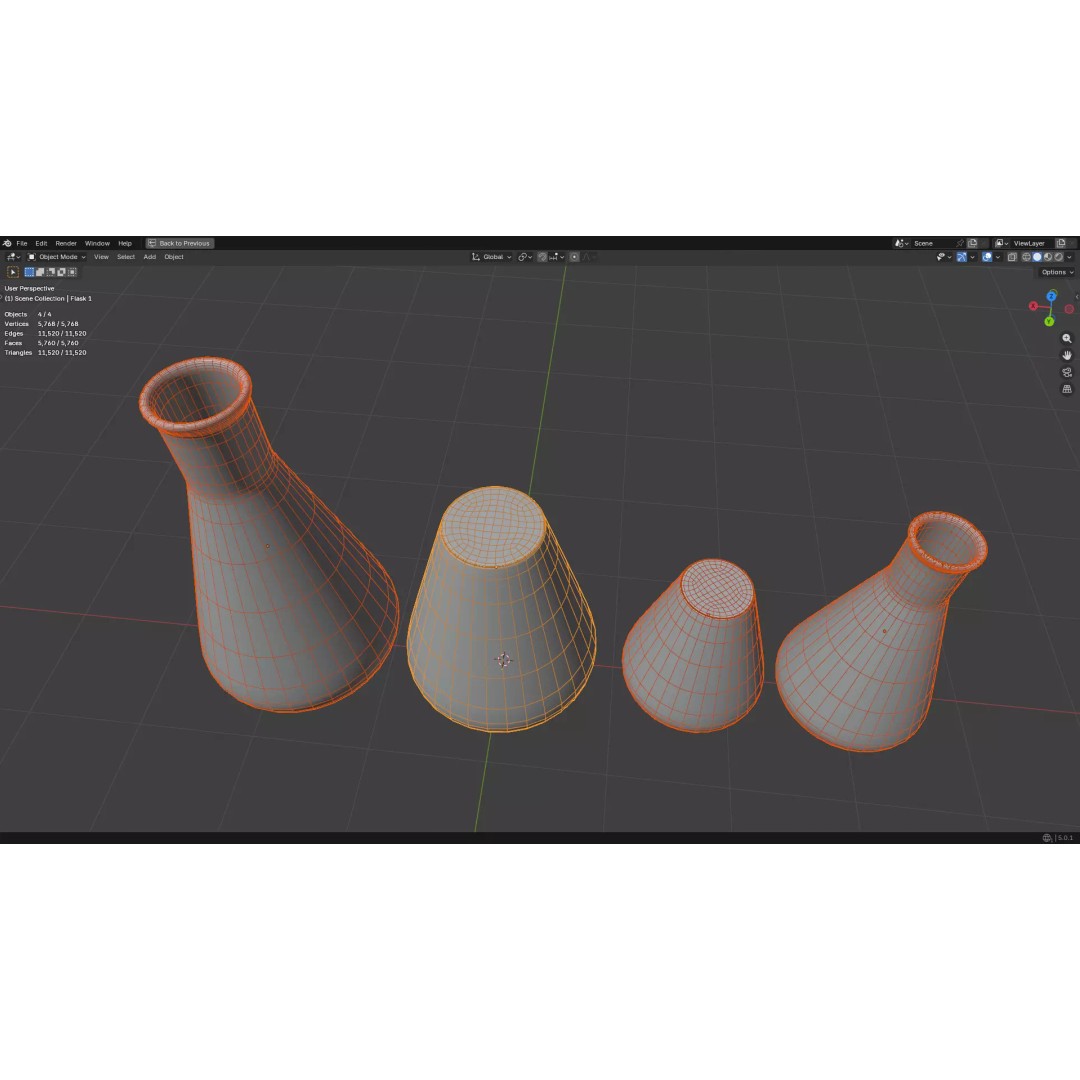 Flasks 3D Model – Low Poly PBR Laboratory Asset, FBX & OBJ - View 38