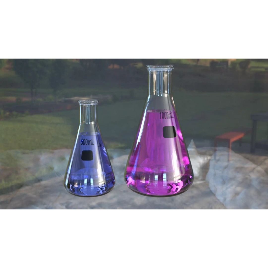 Flasks 3D Model – Low Poly PBR Laboratory Asset, FBX & OBJ - View 4