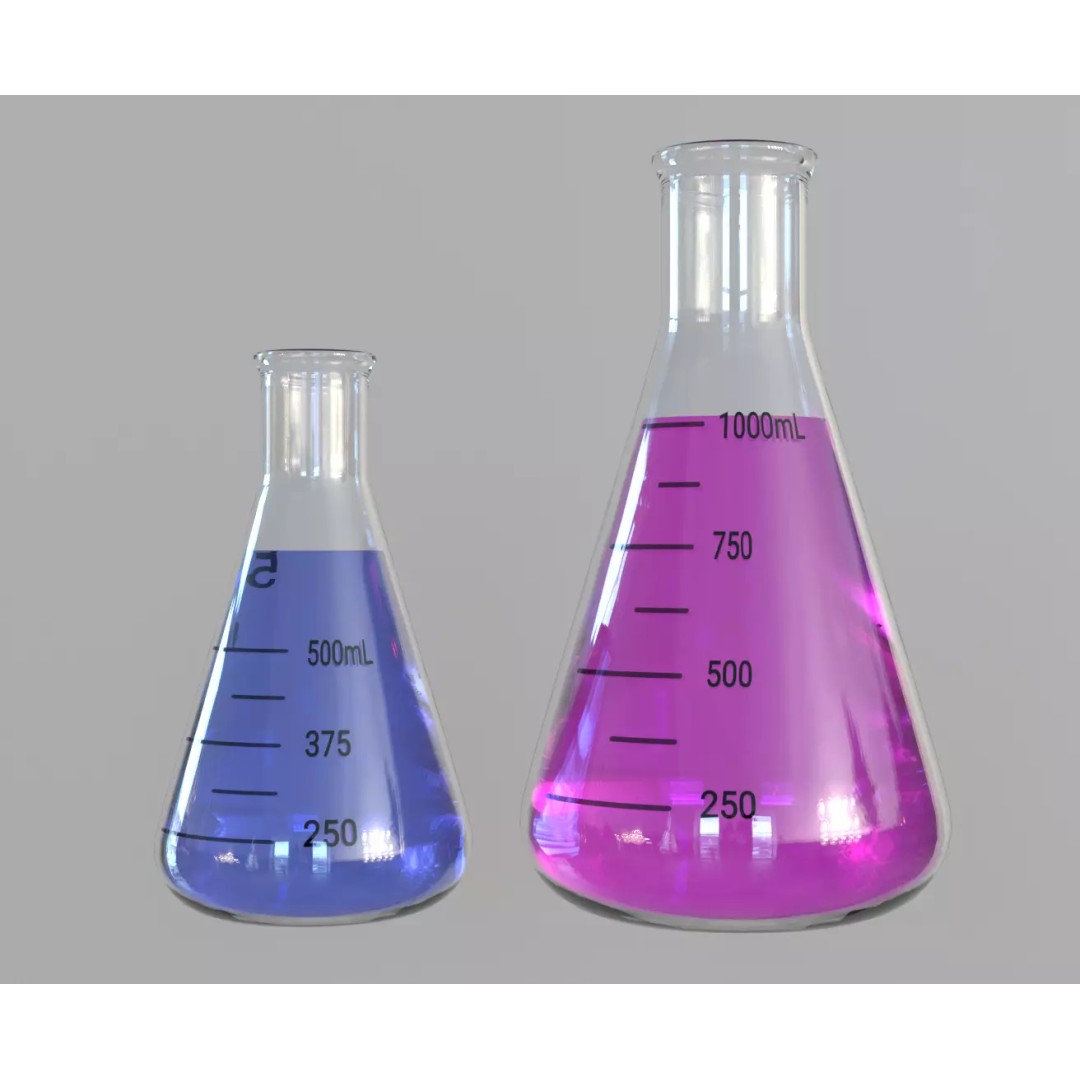 Flasks 3D Model – Low Poly PBR Laboratory Asset, FBX & OBJ - View 5