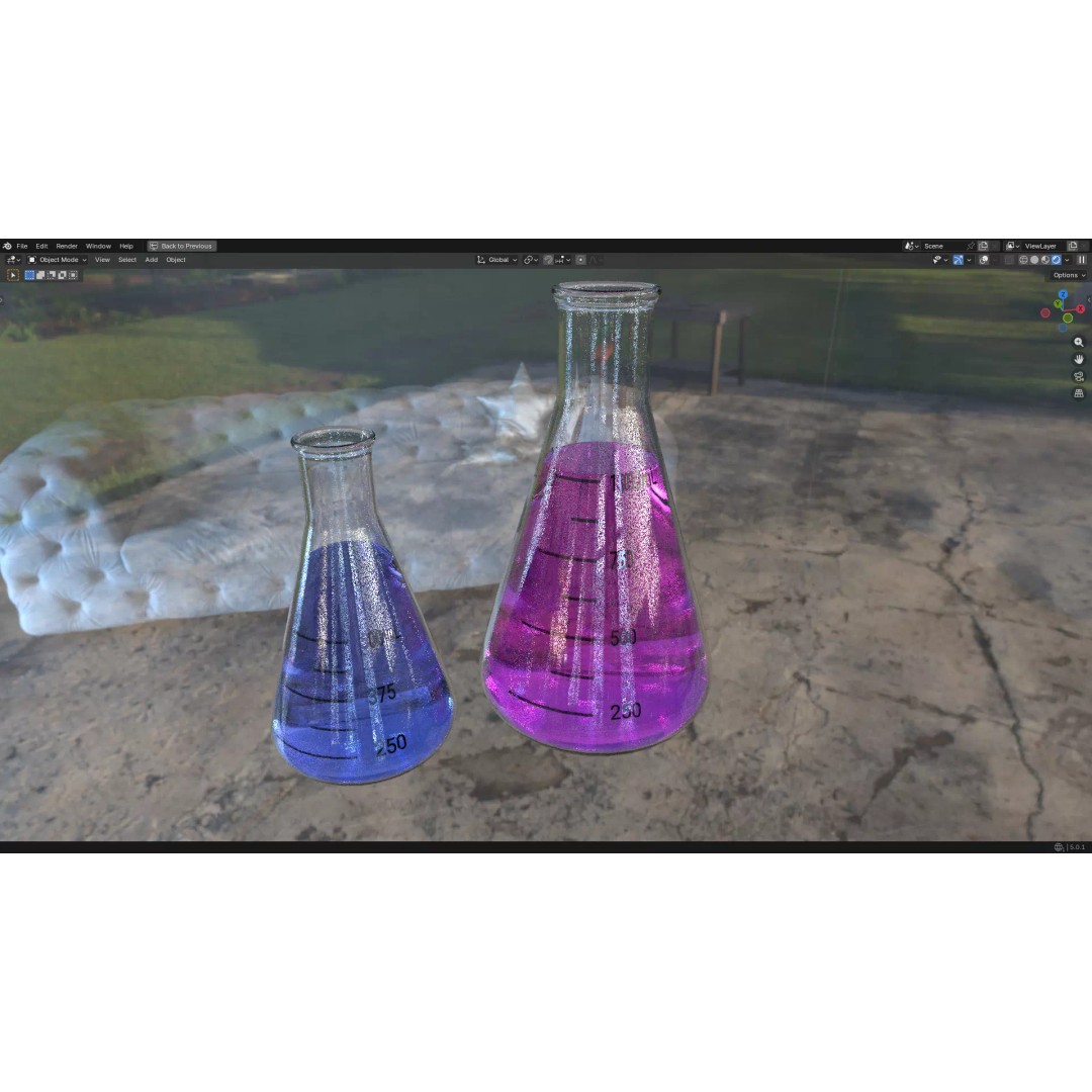 Flasks 3D Model – Low Poly PBR Laboratory Asset, FBX & OBJ - View 7