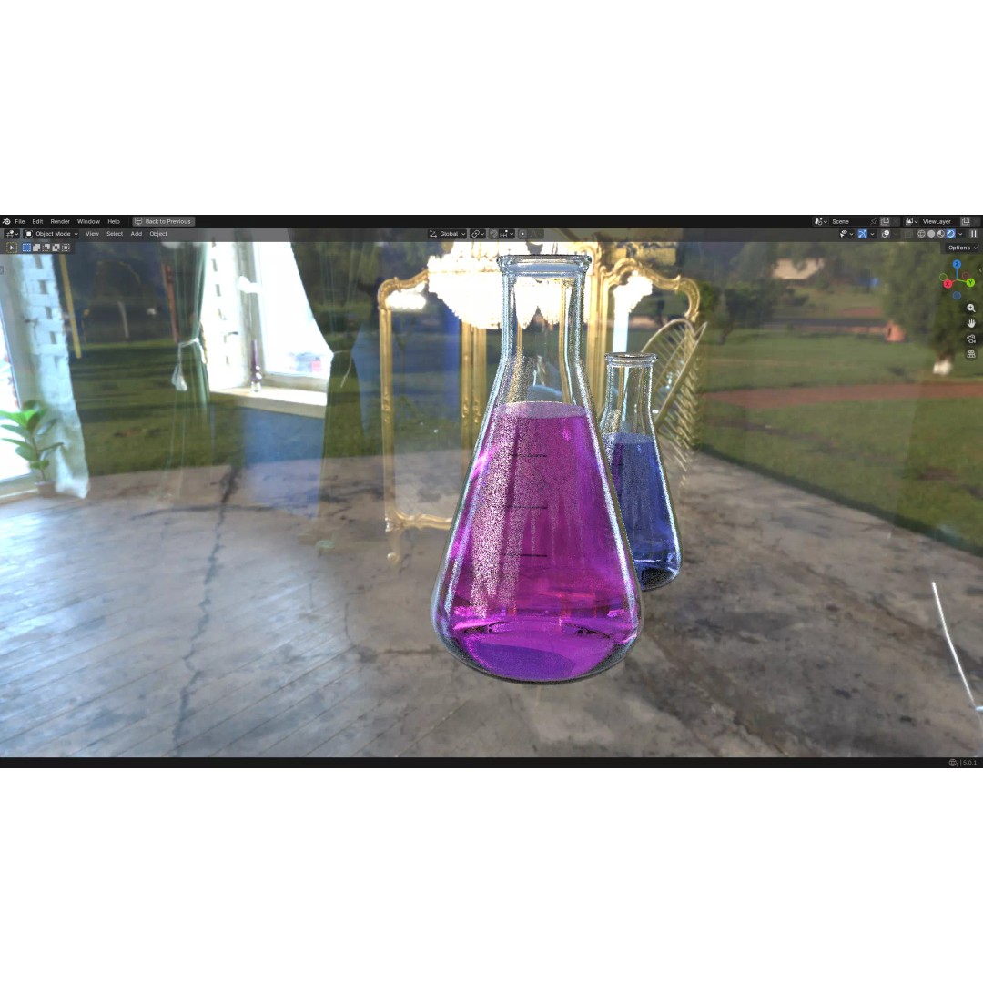 Flasks 3D Model – Low Poly PBR Laboratory Asset, FBX & OBJ - View 8