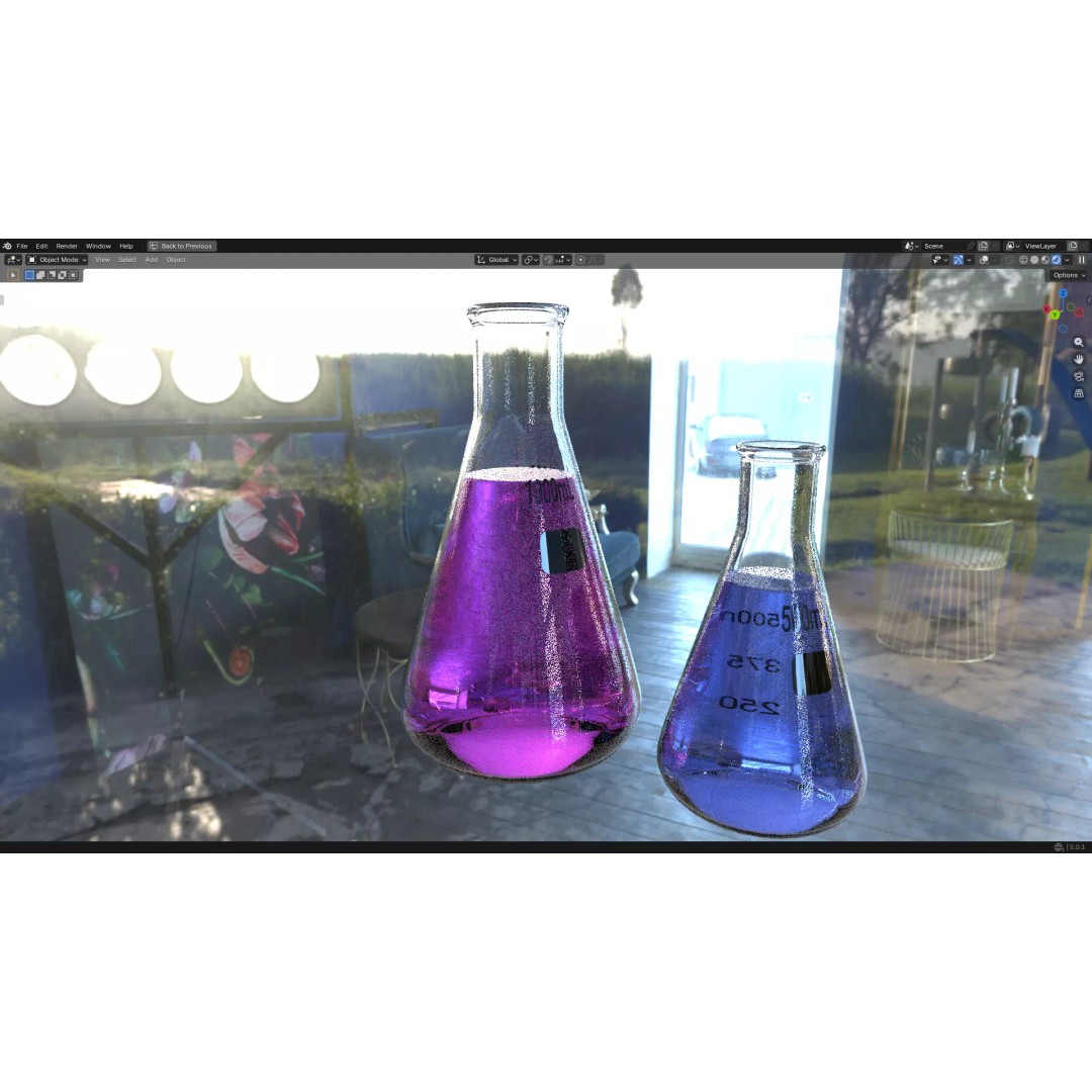 Flasks 3D Model – Low Poly PBR Laboratory Asset, FBX & OBJ - View 9