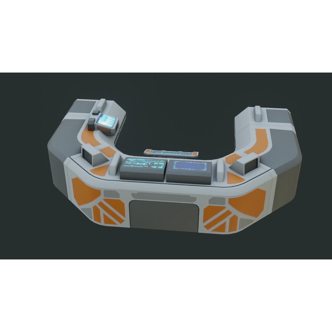 Sci-Fi Control Panel 3D Model – Low Poly PBR Game Asset, FBX, OBJ - View 10