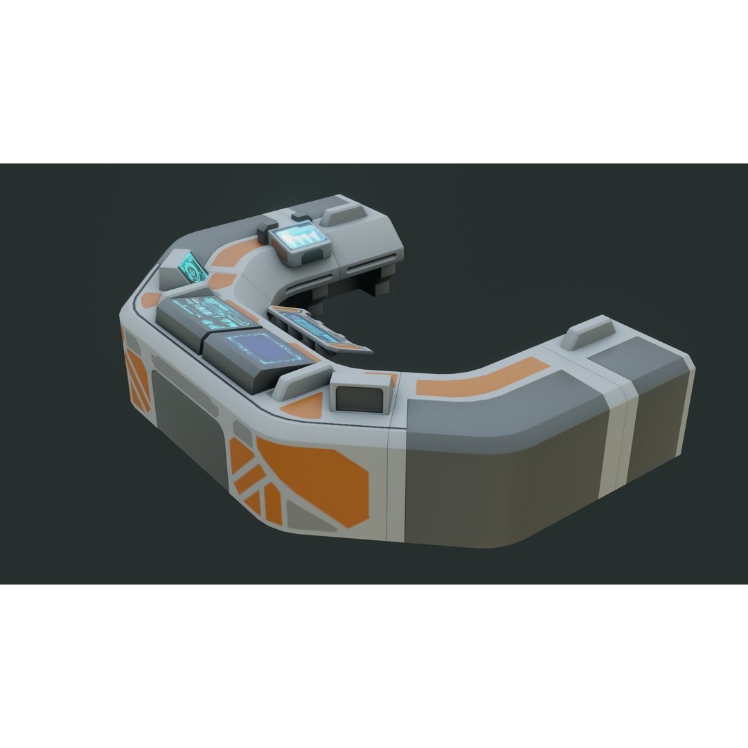 Sci-Fi Control Panel 3D Model – Low Poly PBR Game Asset, FBX, OBJ - View 12
