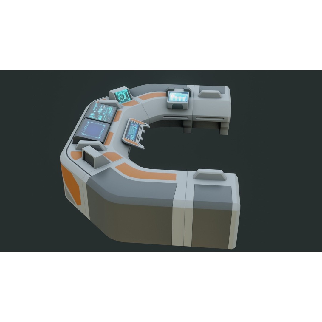 Sci-Fi Control Panel 3D Model – Low Poly PBR Game Asset, FBX, OBJ - View 14