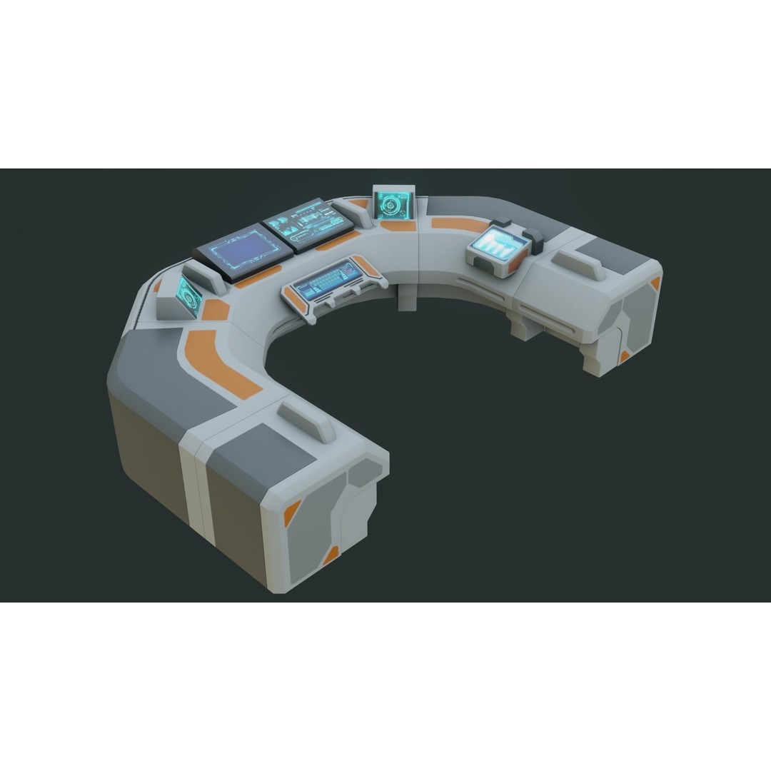 Sci-Fi Control Panel 3D Model – Low Poly PBR Game Asset, FBX, OBJ - View 16