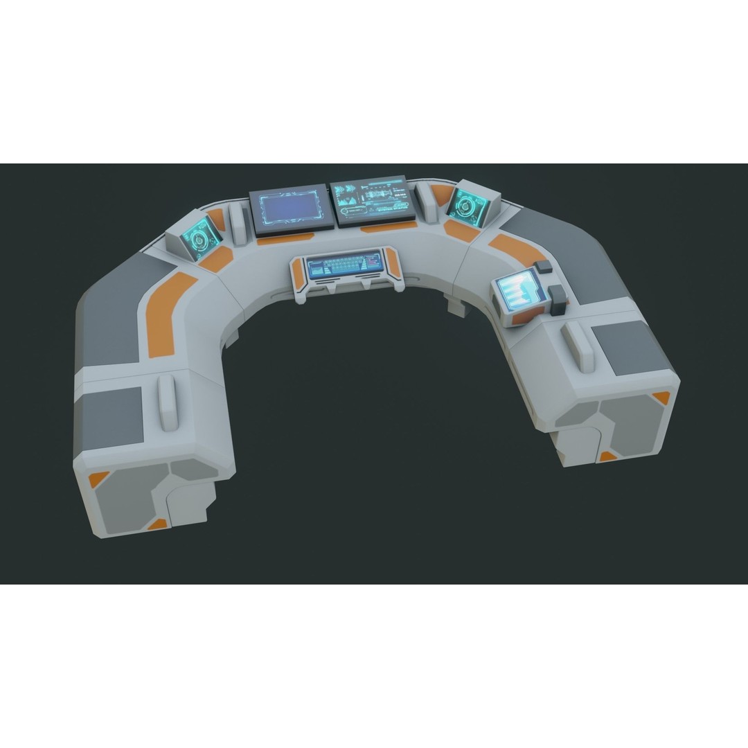 Sci-Fi Control Panel 3D Model – Low Poly PBR Game Asset, FBX, OBJ - View 18