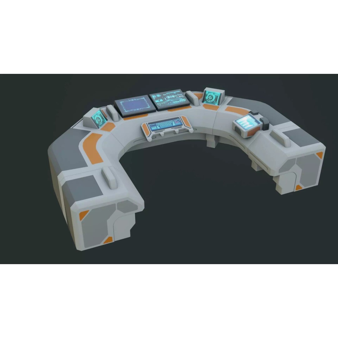 Sci-Fi Control Panel 3D Model – Low Poly PBR Game Asset, FBX, OBJ - View 2