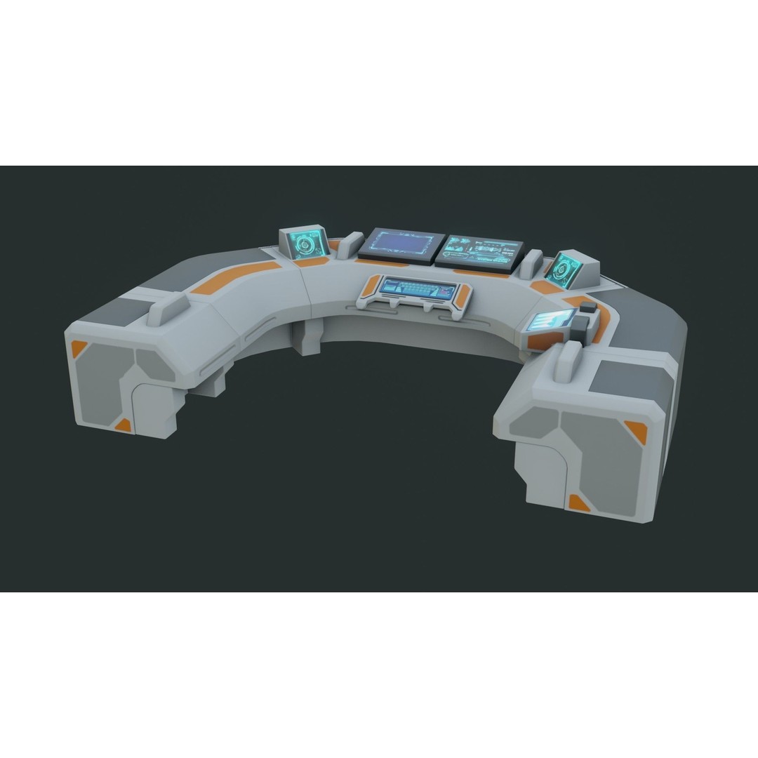 Sci-Fi Control Panel 3D Model – Low Poly PBR Game Asset, FBX, OBJ - View 4