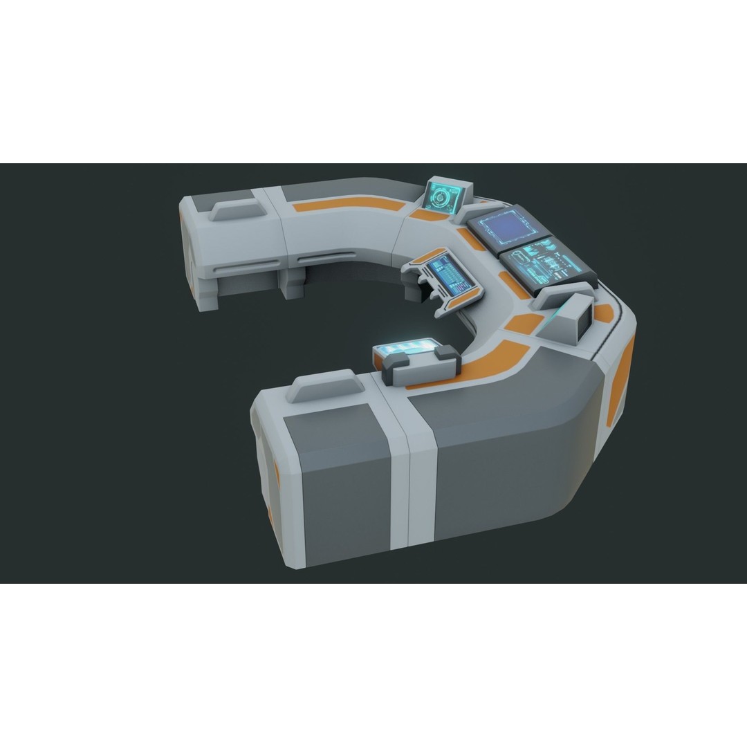 Sci-Fi Control Panel 3D Model – Low Poly PBR Game Asset, FBX, OBJ - View 6