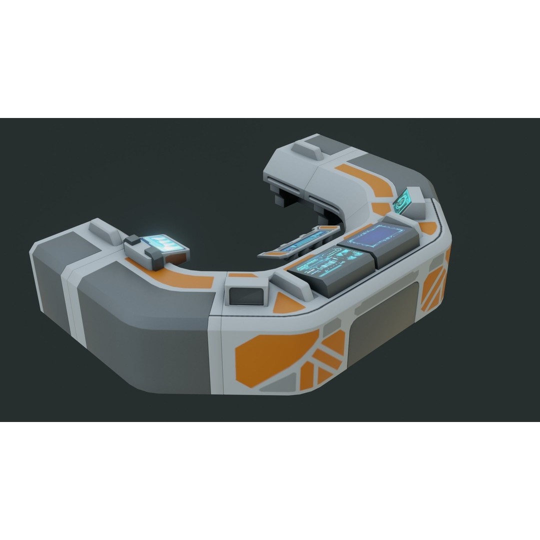 Sci-Fi Control Panel 3D Model – Low Poly PBR Game Asset, FBX, OBJ - View 8