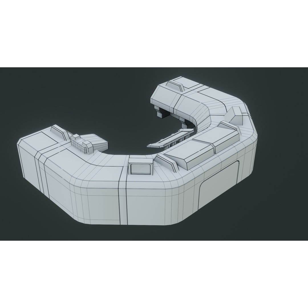 Sci-Fi Control Panel 3D Model – Low Poly PBR Game Asset, FBX, OBJ - View 9