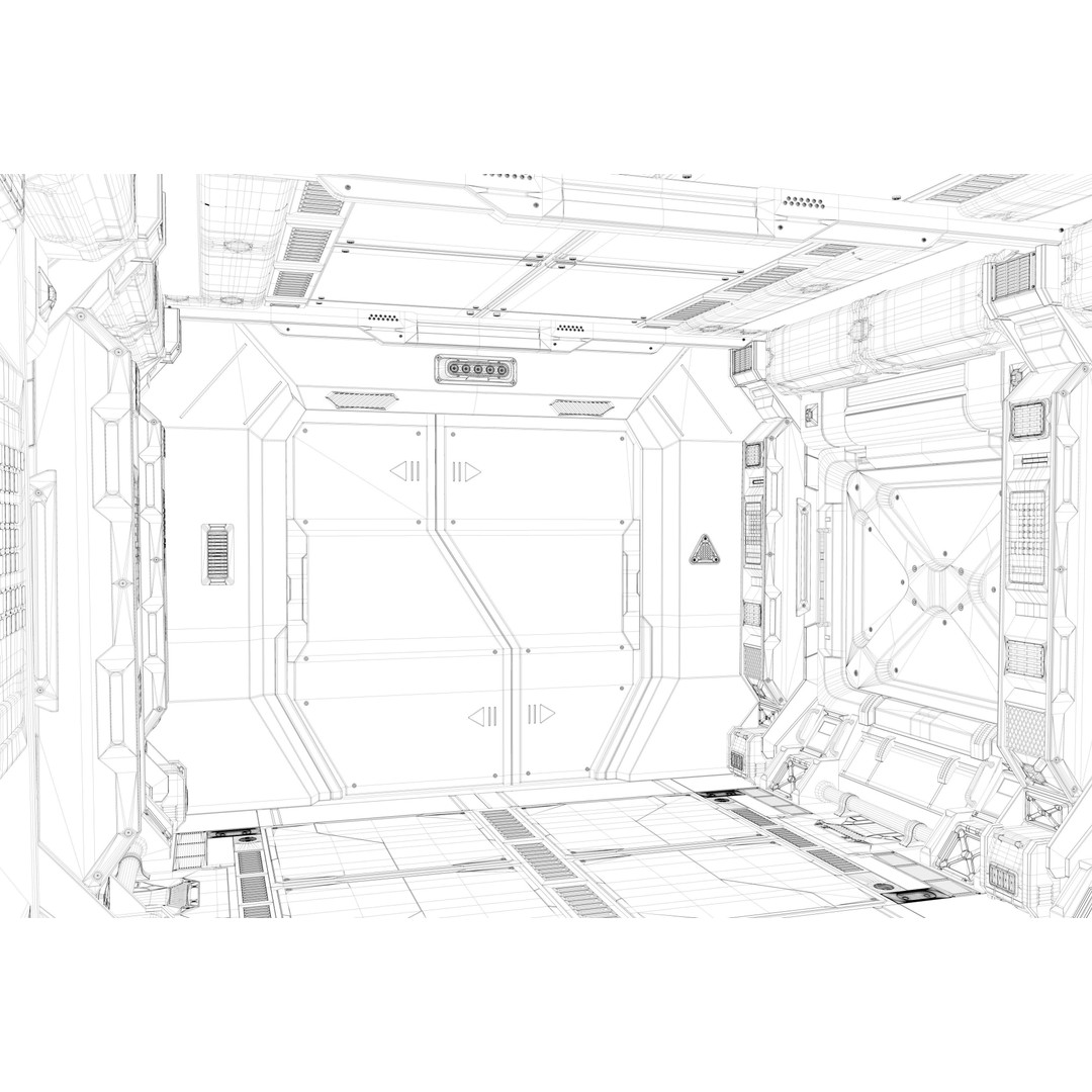 Sci-Fi Corridor 3D Model – Futuristic Interior Hall, FBX & OBJ