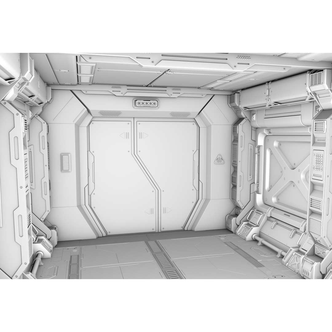 Sci-Fi Corridor 3D Model – Futuristic Interior Hall, FBX & OBJ - View 6