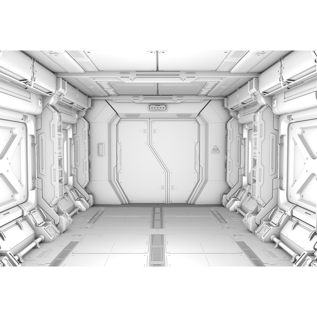 Sci-Fi Corridor 3D Model – Futuristic Interior Hall, FBX & OBJ - View 7