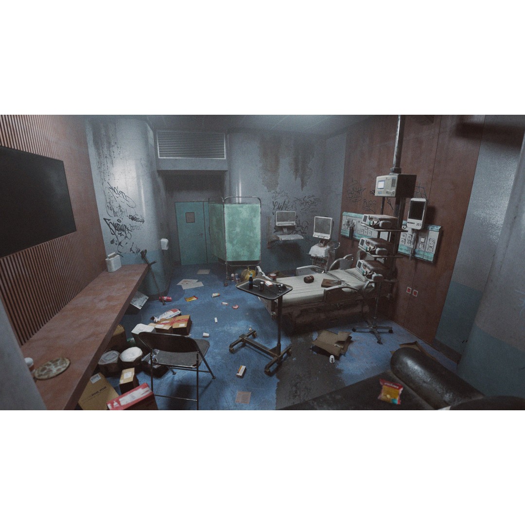 Patient Room 3D Model – Low Poly Concept with Textures for Blender