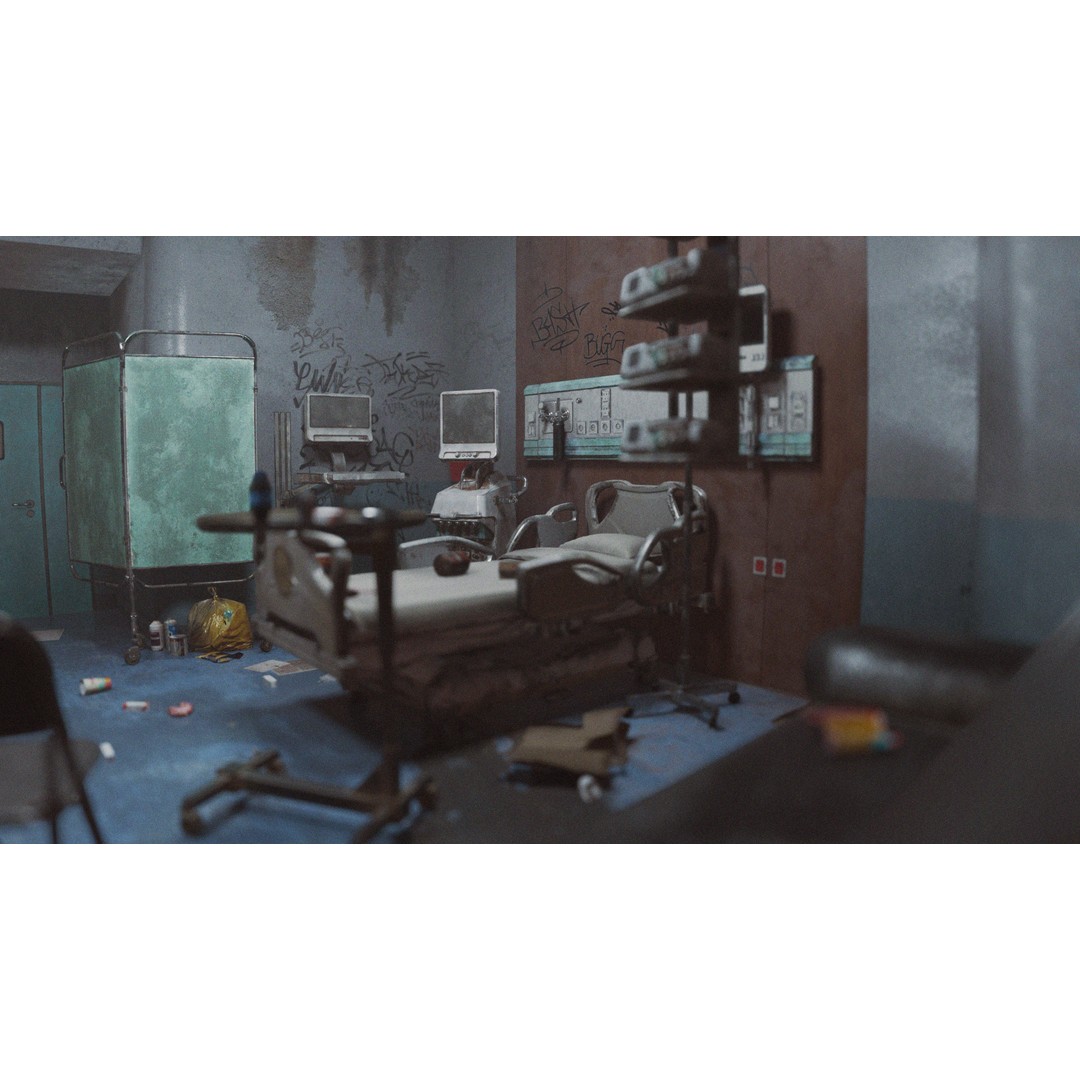 Patient Room 3D Model – Low Poly Concept with Textures for Blender - View 12