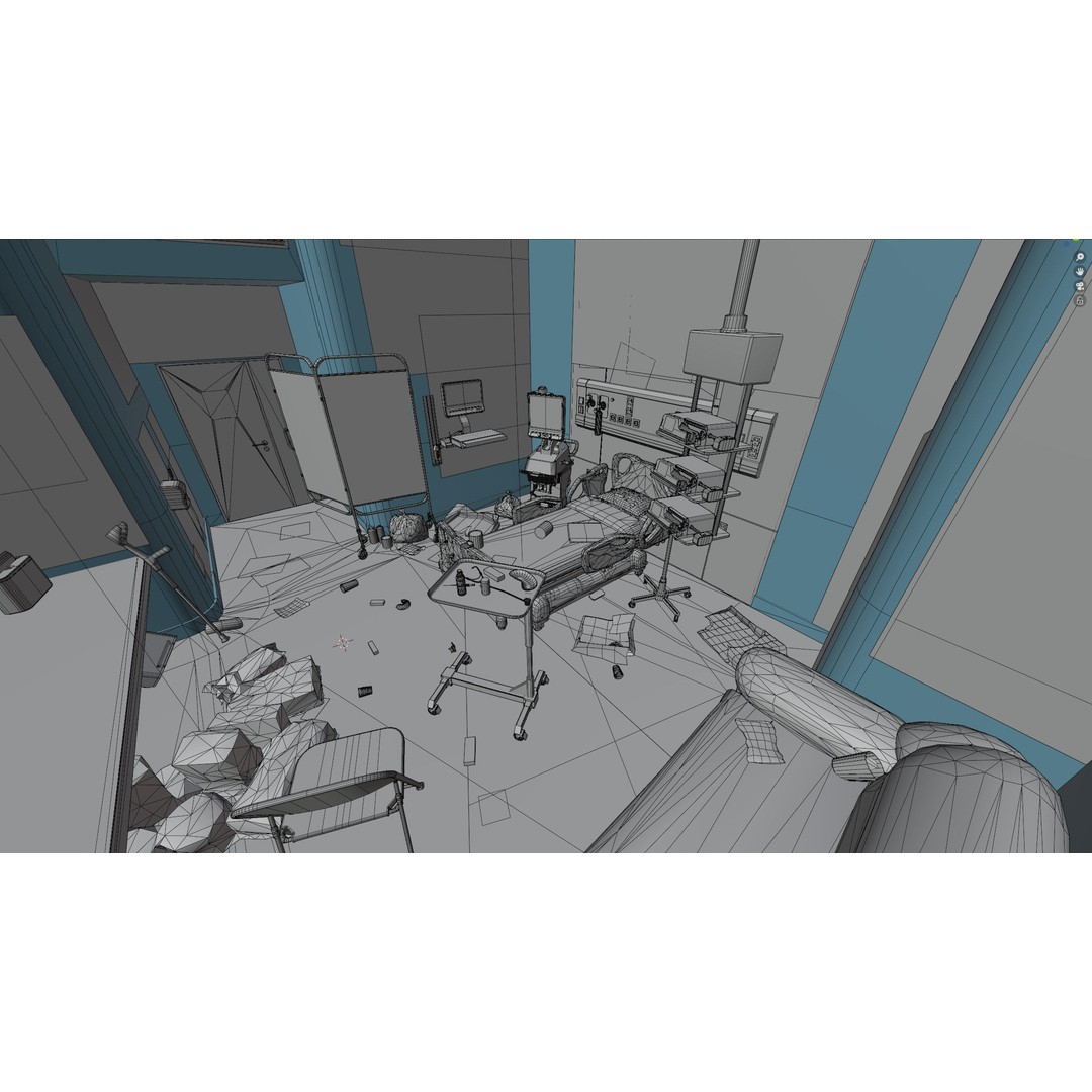 Patient Room 3D Model – Low Poly Concept with Textures for Blender - View 6