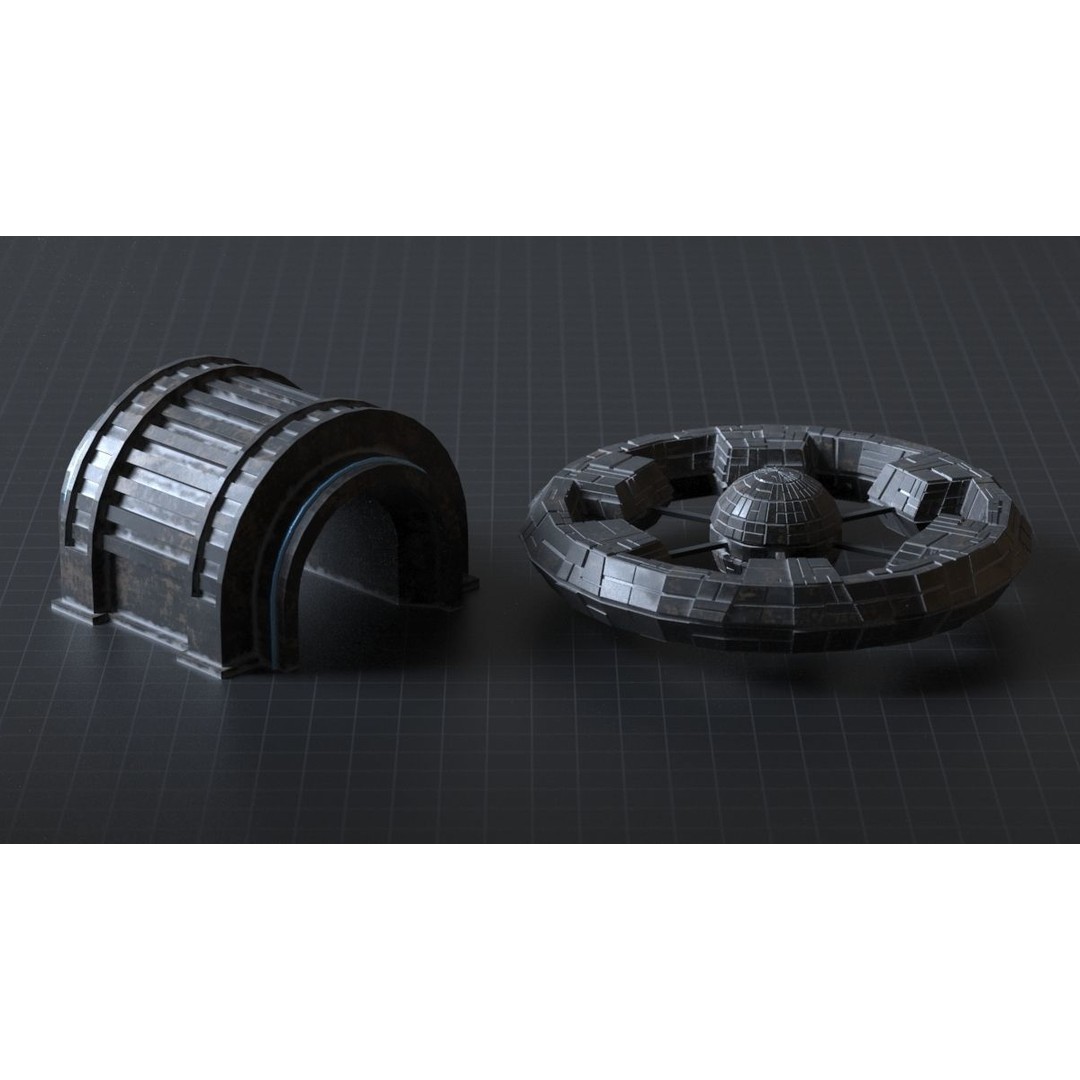 Sci-fi Spaceship 3D Model – Low Poly Game Asset, FBX, OBJ - View 10
