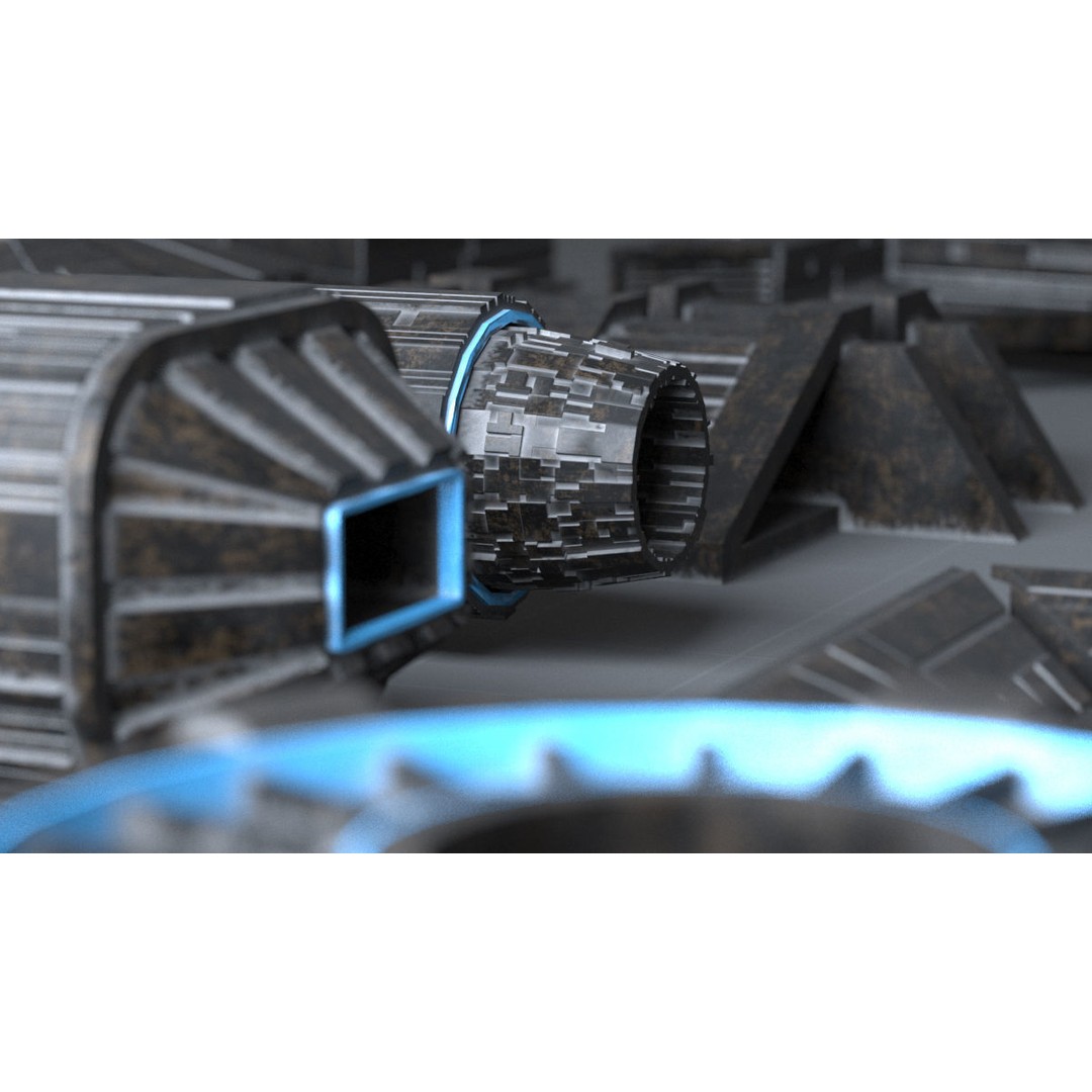 Sci-fi Spaceship 3D Model – Low Poly Game Asset, FBX, OBJ - View 3