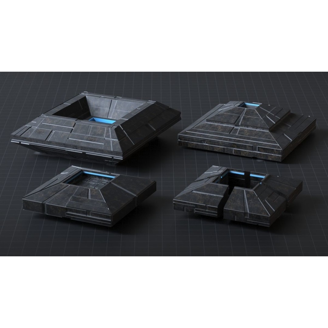 Sci-fi Spaceship 3D Model – Low Poly Game Asset, FBX, OBJ - View 4