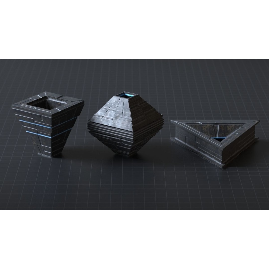 Sci-fi Spaceship 3D Model – Low Poly Game Asset, FBX, OBJ - View 7