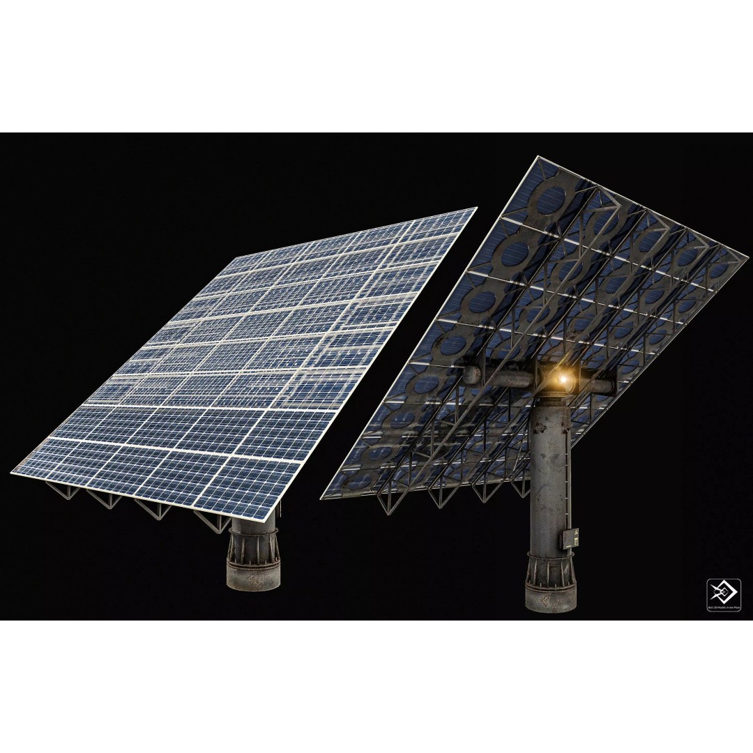 Solar Panel 3D Model – Low Poly Game Asset, PBR Textures, FBX - View 2